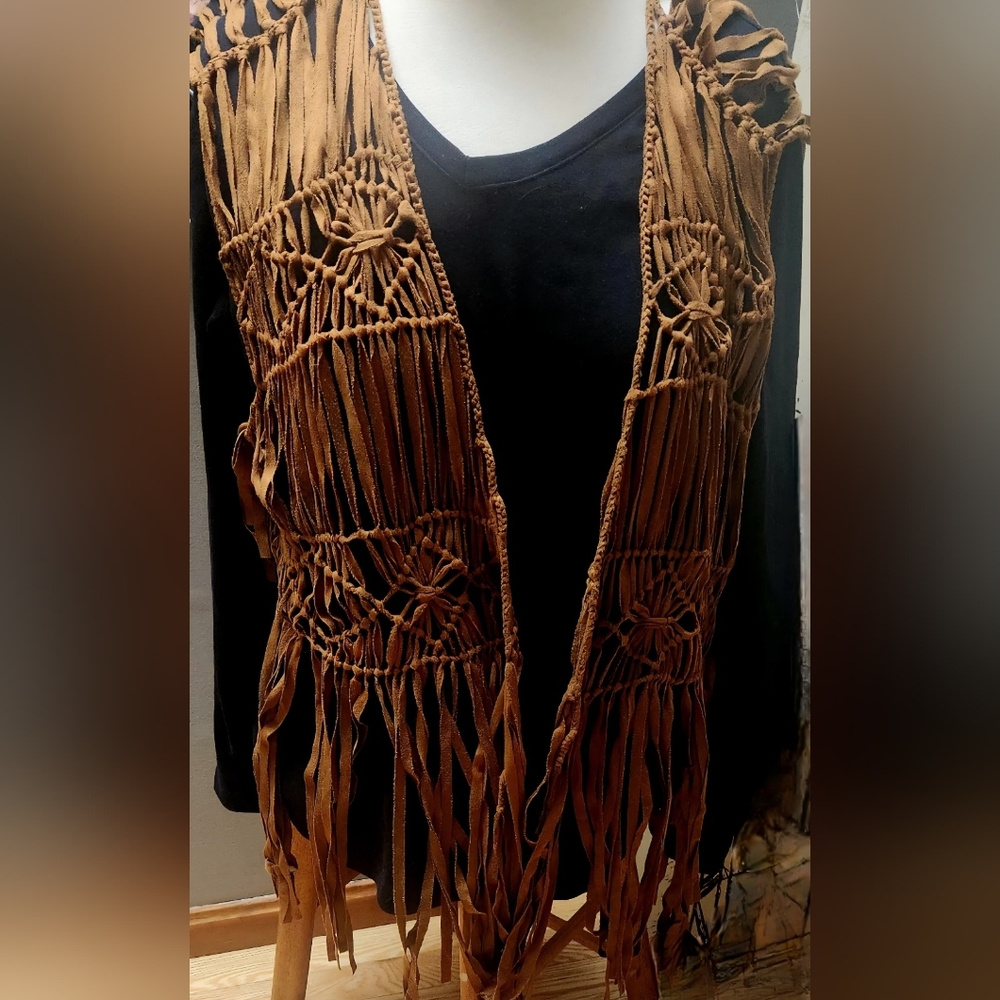 Bohemian Or Western Brown Fringe Vest